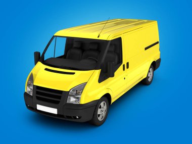 Degrade arka planda sarı teslimat Van 3D illüstrasyon