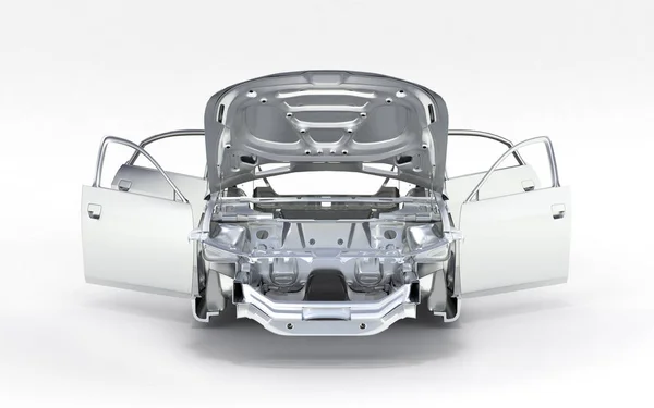 Cuerpo del coche vista frontal sobre fondo blanco 3d —  Fotos de Stock