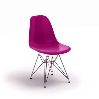 Beyaz arka planda izole mor sandalye 3D render