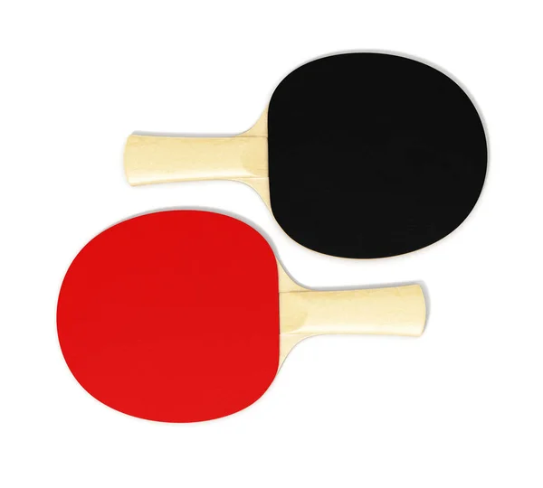 乒乓球球拍在白色背景3d — 图库照片