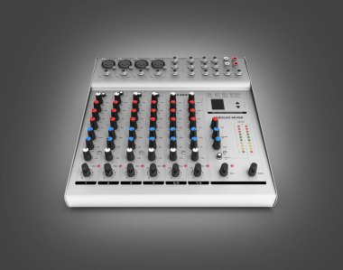 Gri gradeint arka planda yalıtılmış ses Mixe ayarlama el 3