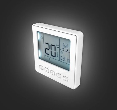Siyah gradyan arka üzerinde izole dijital programlanabilir termostat