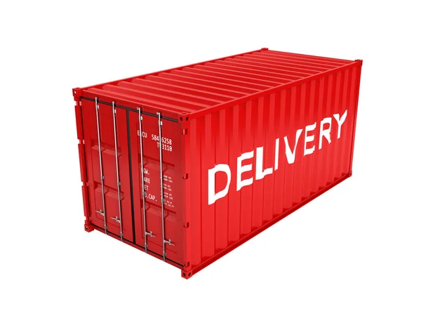 Envase de envío de carga con una entrega de inscripción en blanco b — Foto de Stock