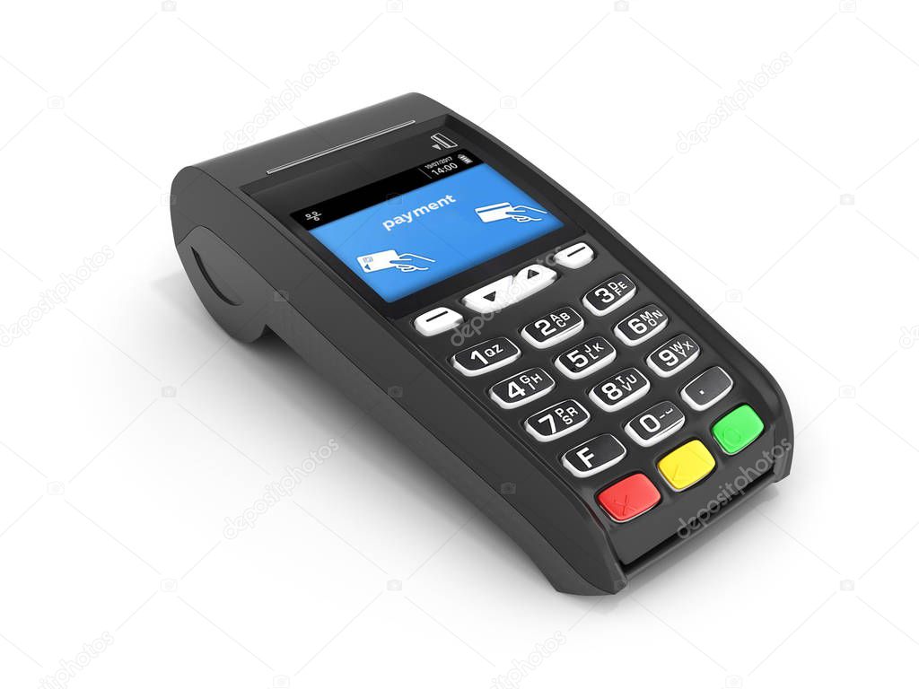 card payment terminal POS terminal isolated on white background 