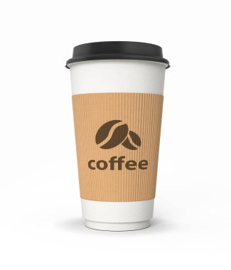 Beyaz arka planda izole kahve bardağı 3D