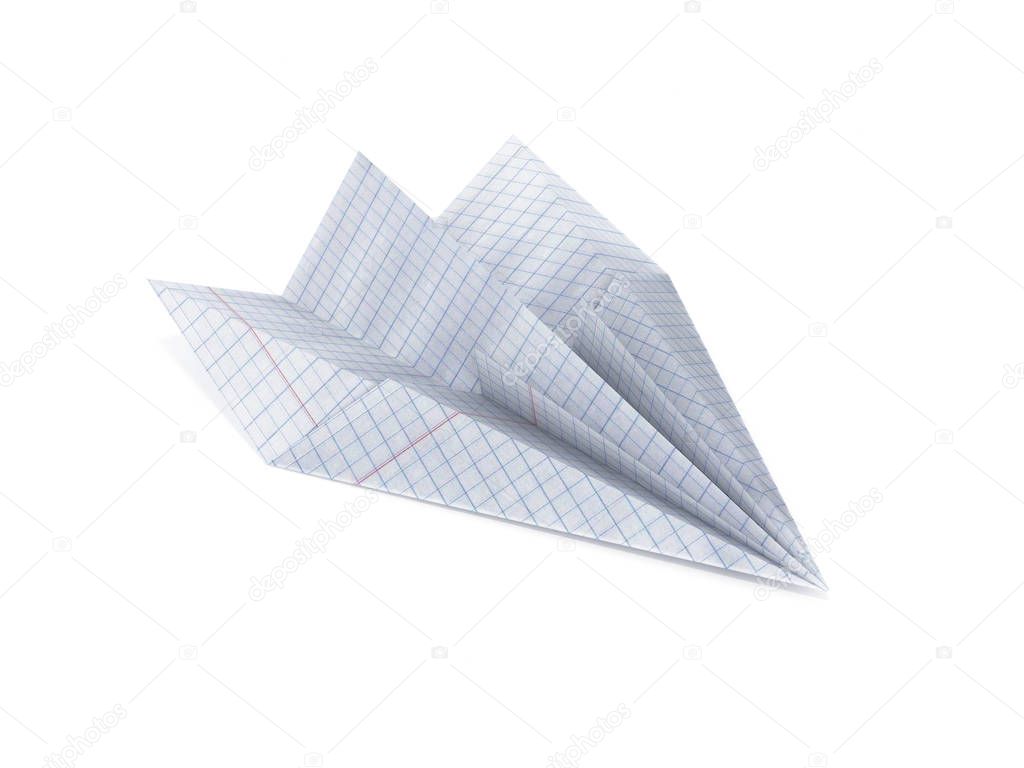 paper plane made with graph paper isolated on white background 3