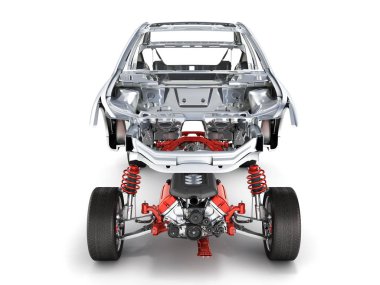 Vücut ve süspansiyon arabanın ile tekerlek ve motor Undercarria