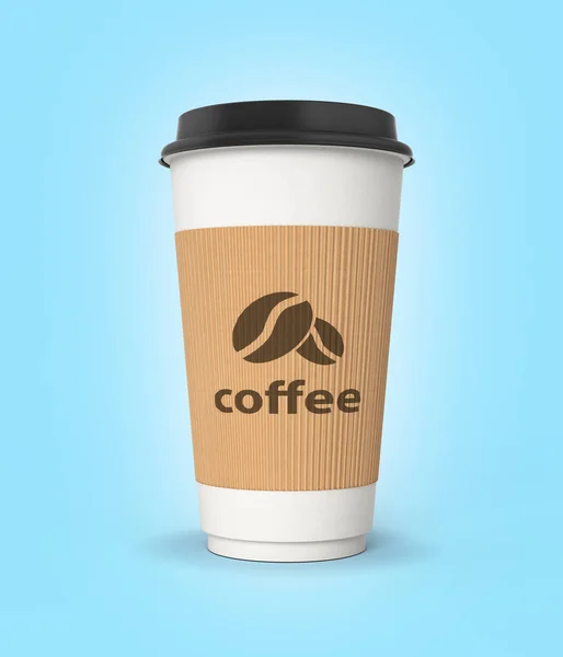 Koffiekopje op blauwe kleurovergang achtergrond 3d — Stockfoto