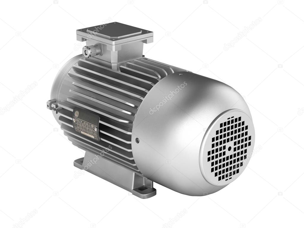 Electric motor without shadow on white background 3d