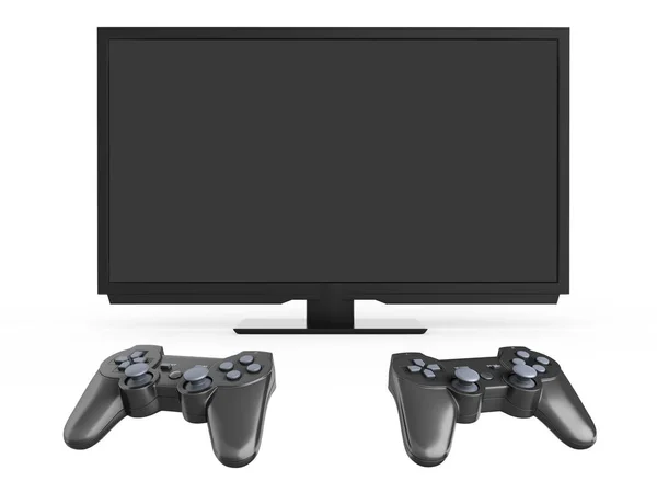 Multiplayer spel concept op de console afbeelding van twee geneugten — Stockfoto