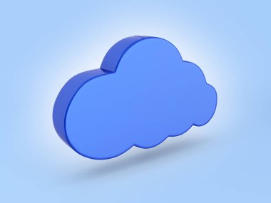 Mavi degrade arka plan 3D mavi bulut işareti illüstrasyon