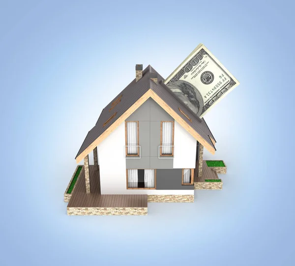 Concept van aankopen of betalingen voor het onderbrengen van huis met een stapel — Stockfoto