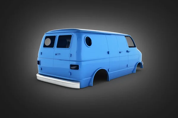 Body van with no wheel isolated on black gradient background 3d — Stock Photo, Image
