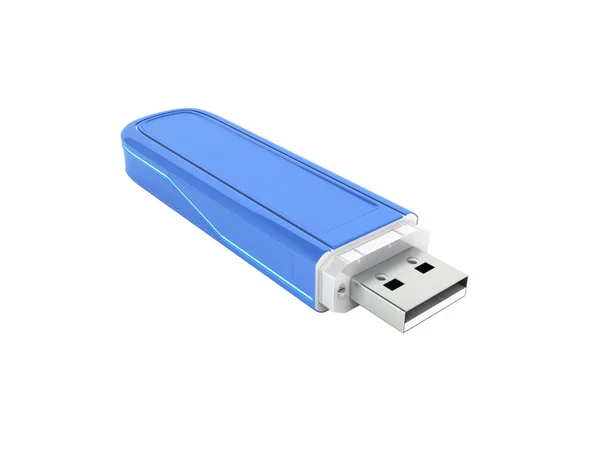 USB Flash Drive in blue with backlight without shadow on white b — стоковое фото