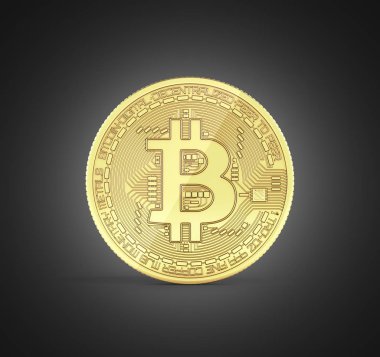 Bitcoin 3d izometrik fiziksel bit sikke altın dijital Döviz 