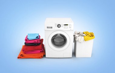 Çamaşır kavramı elbise renkli havlu ile çamaşır makinesi bir