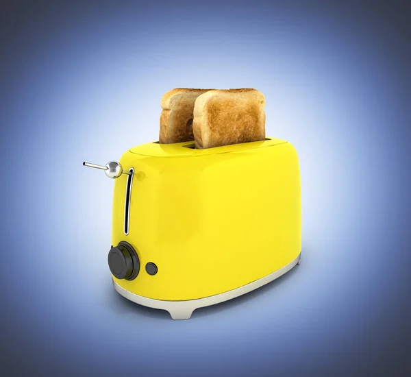 烤面包机与烤面包深蓝色梯度背景Kitc — 图库照片