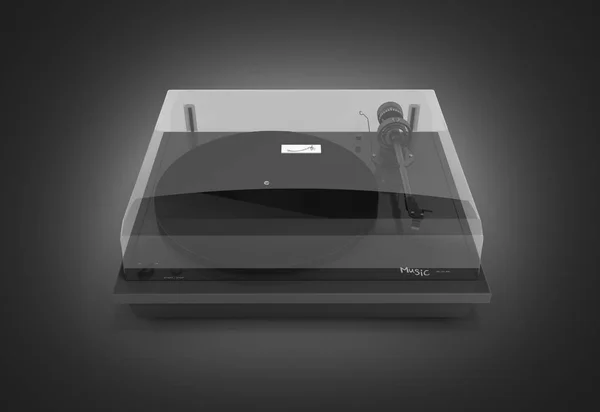 Vinyl turntable player isolated on black gradient background 3d — Stock Photo, Image