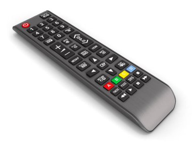 Beyaz arka plan 3D render üzerinde yalıtılmış TV uzaktan kumanda