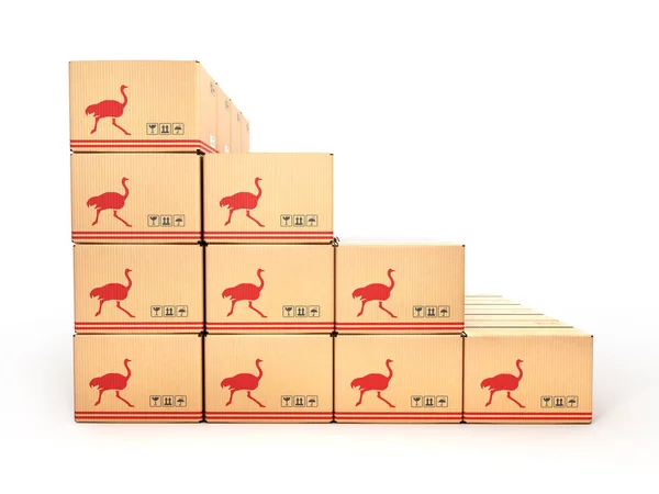 Cajas de cartón aisladas sobre fondo blanco 3d —  Fotos de Stock