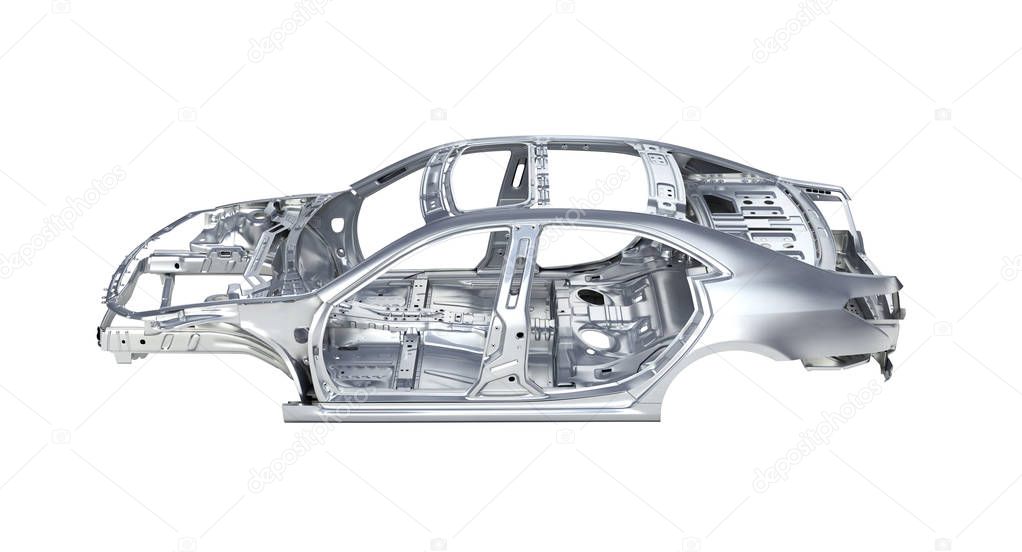 body car without a shadow on white background 3d