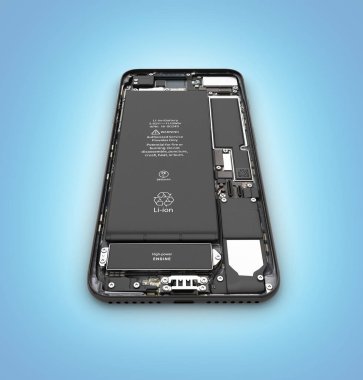 Akıllı telefon açık durumda akıllı telefon bileşenleri montaj isol