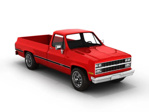 Caminhão pickup vermelho isolado em 3d branco — Fotografia de Stock