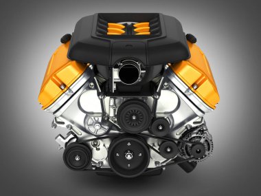 Gri degrade arka plan 3d illüstrasyon otomotiv motoru