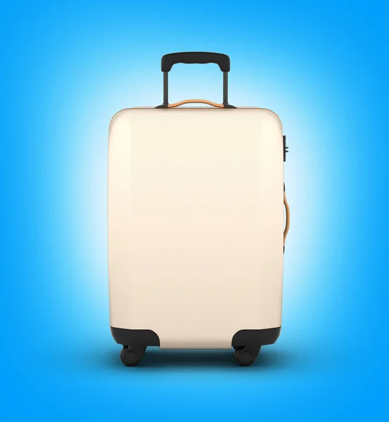 Koffer auf rädern ohne schatten auf blauem gradienten hintergrund 3d — Stockfoto