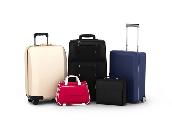 Bőröndök és táskák, utazási koncepció elszigetelt fehér háttér — Stock Fotó