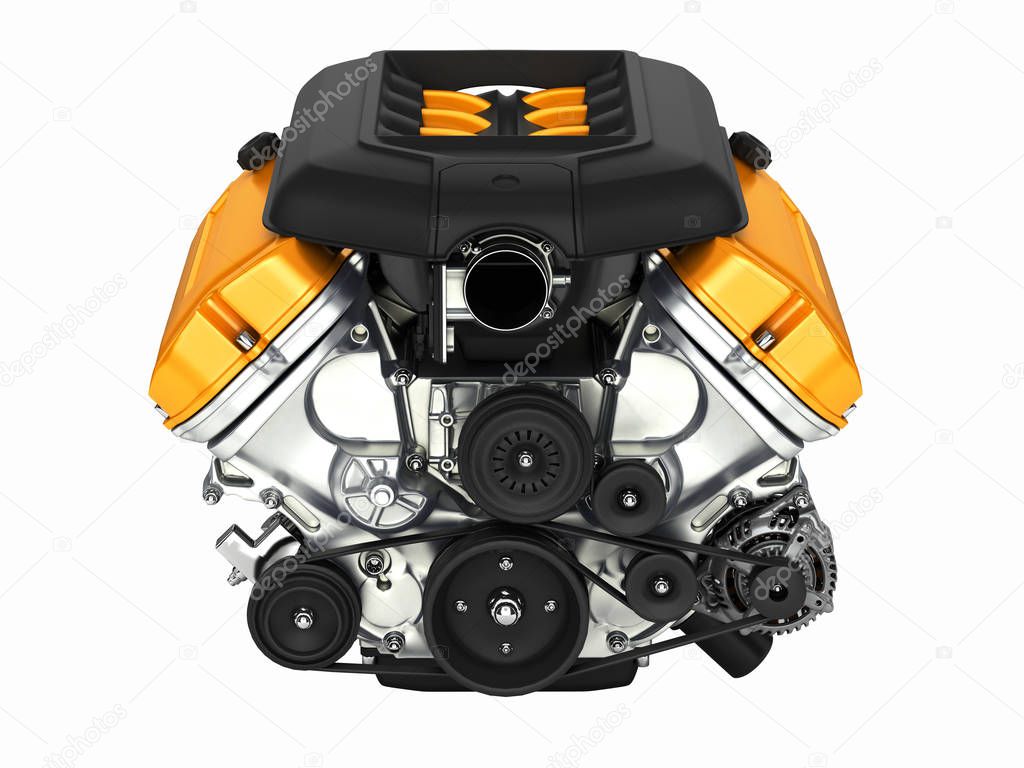 Automotive engine without shadow isolated on white background 3D