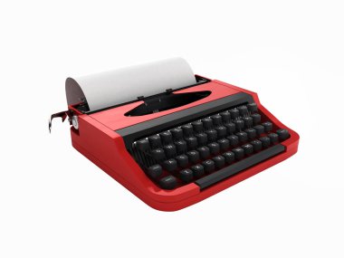 Beyaz arka plan 3d izole kağıt levha ile daktilo