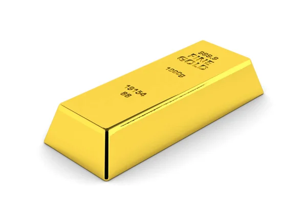 Barra de ouro perspectiva vista isolada no fundo branco 3d — Fotografia de Stock