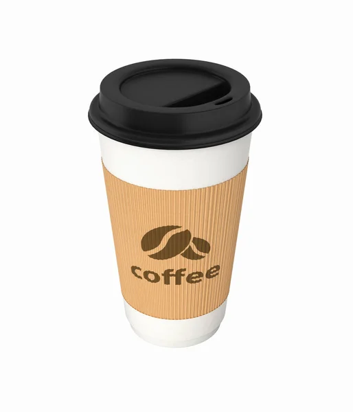 Koffie kopje zonder schaduw op witte achtergrond 3D — Stockfoto