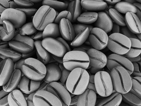 Coffee beans background black-white 3d — Stock Photo, Image