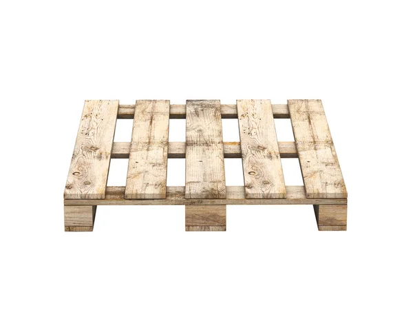 Wooden pallet isolated on white front view without shadow 3D — 스톡 사진