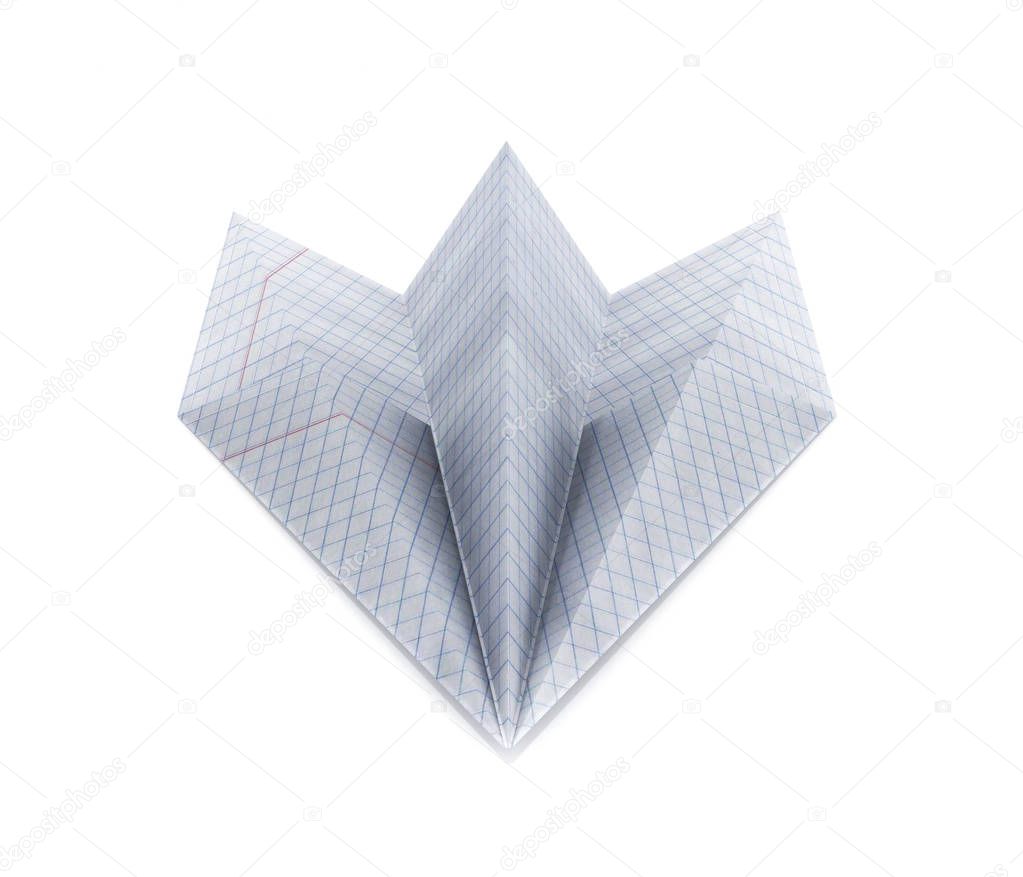 paper plane made with graph paper isolated on white background f
