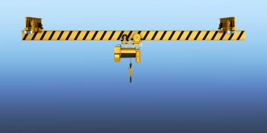 overhead crane isolated on blue gradient background 3d clipart