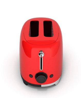 Beyaz izole kırmızı retro tost makinesi arka plan 3d