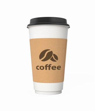 Beyaz arka plan 3d gölge olmadan Kahve fincanı