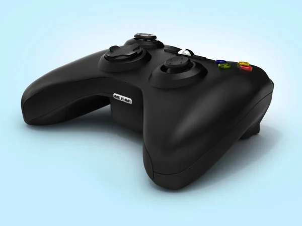 Czarny Gamepad na niebieskim tle gradientu 3D — Zdjęcie stockowe