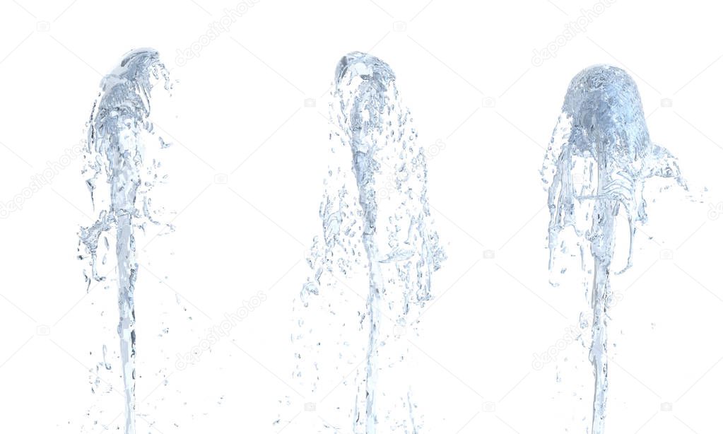 Jet of water upward stream on white background 3d