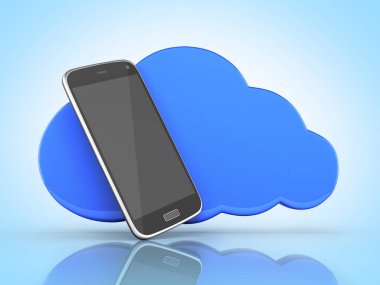 Mavi degrade üzerinde bulut ile bulut depolama Smartphone Kavramı 