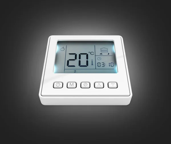Digital programmierbarer Thermostat isoliert auf schwarzem Gradienten-Backg — Stockfoto
