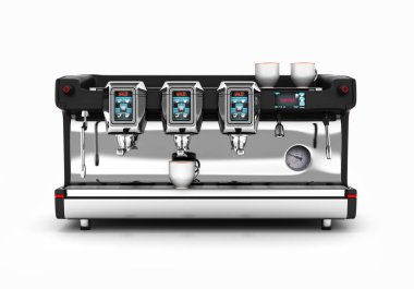 Modern Kahve Makinesi ön görünüm beyaz arka plan 3d izole