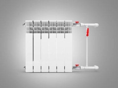 Shado olmadan gri arka plan üzerinde izole beyaz radyatör ısıtma