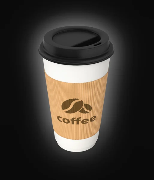 Koffie kopje op zwarte gradiënt achtergrond 3D — Stockfoto