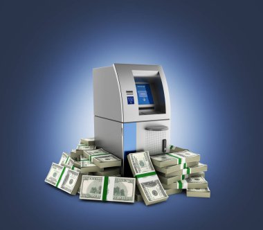 100 dolarlık tarafından çevrili atm banka para makine küme içinde bankrolls