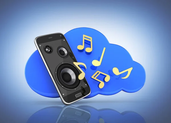 Muzikale smartphone app voor de muziek van de mobiele telefoon mobiel en loudspea — Stockfoto