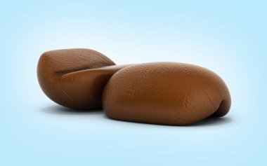 kahve çekirdekleri üzerinde mavi degrade arka plan 3d